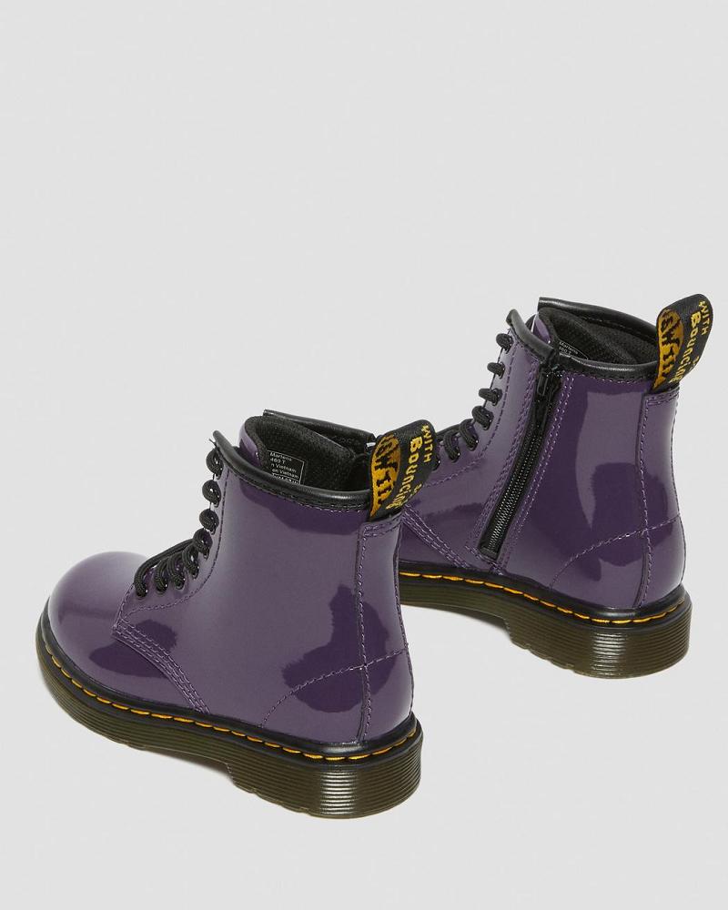 Kids' Dr Martens Toddler 1460 Patent Leather Lace Up Boots Purple | AU 702DFM